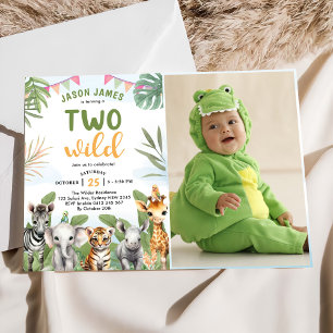 Invitation Safari Deux Wild 2e Boy Photo Anniversaire
