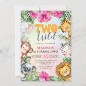 Invitation Safari Deux Wild 2nd Girl Birthday (Devant)