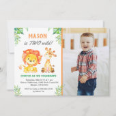 Invitation Safari Deuxième anniversaire Boy Wild One Jungle P (Devant)