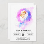 Invitation Safari Digital Lion Anniversaire (Devant / Derrière)