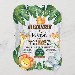 Invitation safari d'invitation gratuit et sauvage à 3 ans