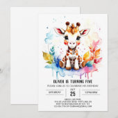 Invitation Safari Dreams Cute Giraffe Anniversaire (Devant / Derrière)