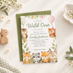 Invitation Safari d'un Fou Animaux de la jungle Fête pour béb