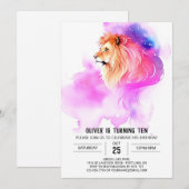 Invitation Safari Elegant Lion Anniversaire (Devant / Derrière)