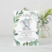 Invitation Safari Elephant Foliage Baby shower de couronne (Debout devant)