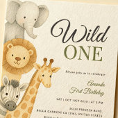 Invitation Safari empilé Animaux Bébé Anniversaire