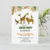 Invitation safari en or bleu Boho (Debout devant)