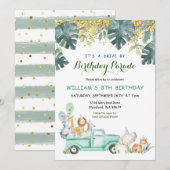 Invitation Safari en voiture par défilé d'anniversaire Invita (Devant / Derrière)