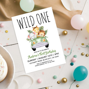 Invitation Safari en voiture pour le 1er anniversaire de Wild