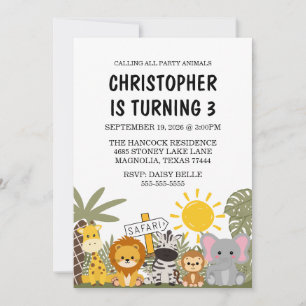 Invitation Safari enfant fête d'anniversaire