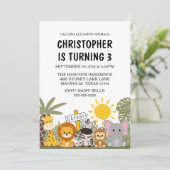 Invitation Safari enfant fête d'anniversaire (Debout devant)