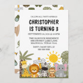 Invitation Safari enfant fête d'anniversaire (Devant / Derrière)