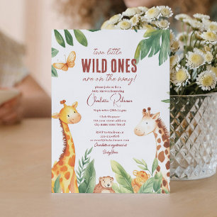 Invitation Safari et jumeaux bébé Baby shower mignon
