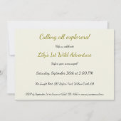 Invitation Safari Explorer Girl - 1ère fête d'anniversaire (Dos)