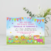 Invitation Safari Fille Animaux Train de fête d'anniversaire (Debout devant)