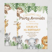 Invitation Safari First Birthday Evite (Devant / Derrière)