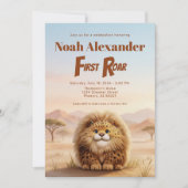 Invitation Safari First Roar Fluffy Leopard Birthday Party (Devant)