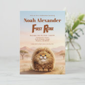 Invitation Safari First Roar Fluffy Leopard Birthday Party (Debout devant)