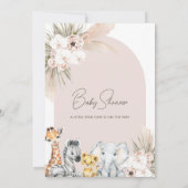 Invitation Safari Floral Arc Rose Wild Un Baby shower (Dos)