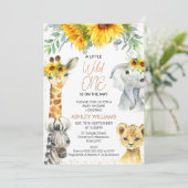 Invitation Safari Floral Jaune Wild Un Baby shower (Debout devant)
