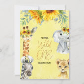 Invitation Safari Floral Jaune Wild Un Baby shower (Dos)