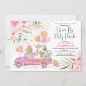 Invitation Safari Floral Rose En Or Par Anniversaire Parade (Devant)