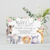 Invitation Safari floral rose sauvage un anniversaire (Debout devant)