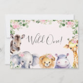 Invitation Safari floral rose sauvage un anniversaire (Dos)