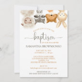 Invitation Safari Forêt Ferme Cute Animal Baby Baptême (Devant)