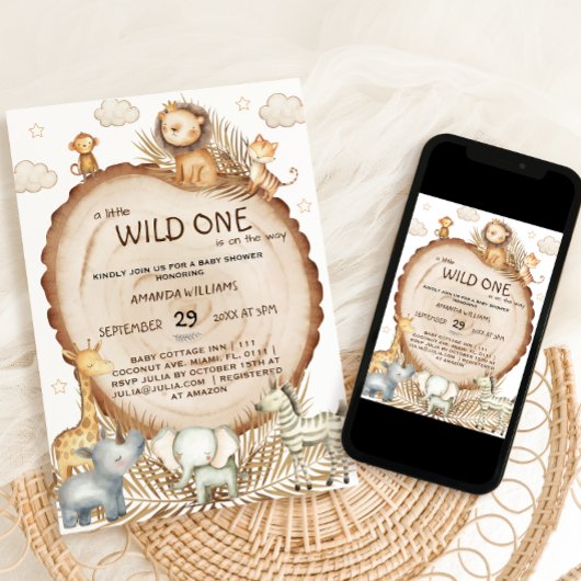 Invitation Safari Friends Rustic Boho Baby shower