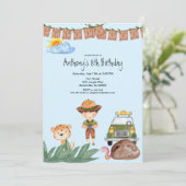 Invitation Safari Garçon Avec Jeep Dans La Jungle Anniversair (Debout devant)
