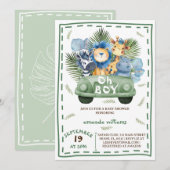 Invitation Safari garçon Car shower bébé (Devant / Derrière)