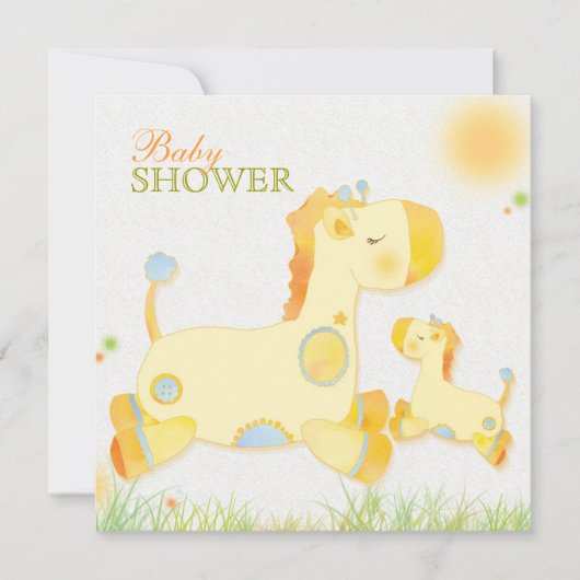 Invitation Safari Giraffe Baby shower Whimsical (Devant)