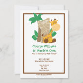 Invitation Safari Giraffe Première fête d'anniversaire (Devant)