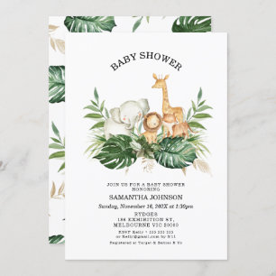 Invitation Safari Green Foliage Un Baby shower neutre pour le