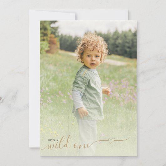 Invitation Safari Green Wild One Boy 1er Birthday Photo (Dos)