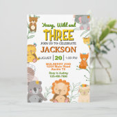 Invitation Safari jeune et sauvage N'importe quel âge fête d' (Debout devant)