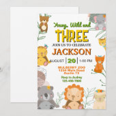 Invitation Safari jeune et sauvage N'importe quel âge fête d' (Devant / Derrière)