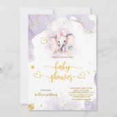 Invitation Safari Joli éléphant Botanique Baby Girl Douche (Devant)