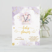 Invitation Safari Joli éléphant Botanique Baby Girl Douche (Debout devant)