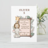 Invitation Safari Jungle 5th Birthday Invite Boy (Debout devant)