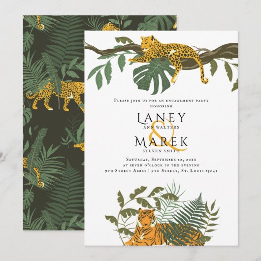 Invitation Safari Jungle Animal Engagement Party (Devant / Derrière)