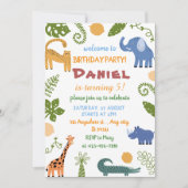 Invitation Safari Jungle Animal pour enfants Anniversaire (Devant)
