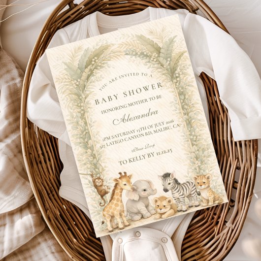 Invitation Safari Jungle Animals Arch Baby Shower