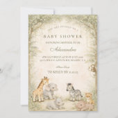 Invitation Safari Jungle Animals Baby Shower (Devant)