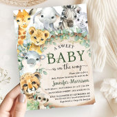 Invitation Safari Jungle Animals Baby Shower Tropical Rustic