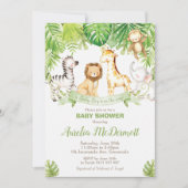 Invitation Safari Jungle Animaux Baby shower Boy Green Forest (Devant)