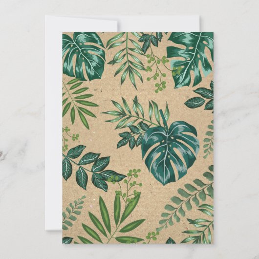 Invitation Safari Jungle Animaux Baby shower Feuilles tropica (Dos)