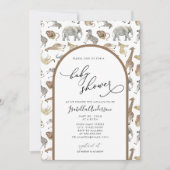 Invitation Safari Jungle Animaux Brown Arc Baby shower (Devant)