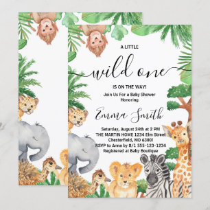 Invitation Safari Jungle Animaux Fête de Bébé Sauvage